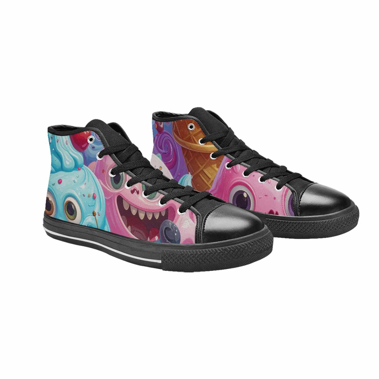 MEN'S Melting Icecream Monster Cherry High Top Canvas Aesthetic Sneakers