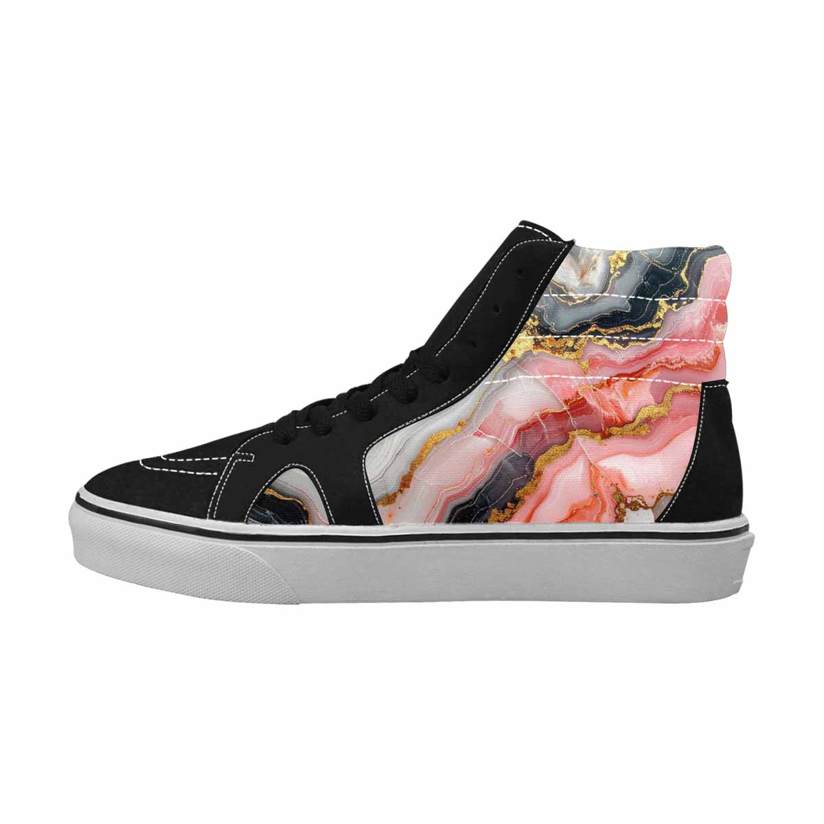 MEN'S Marble Vein High Top Canvas Vibrant Chaos Custom Sneakers