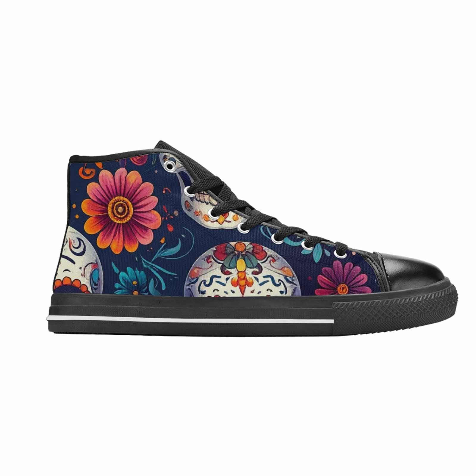 WOMEN'S Day Of Dead Sugar Skull High Top Canvas Aesthetic Sneakers