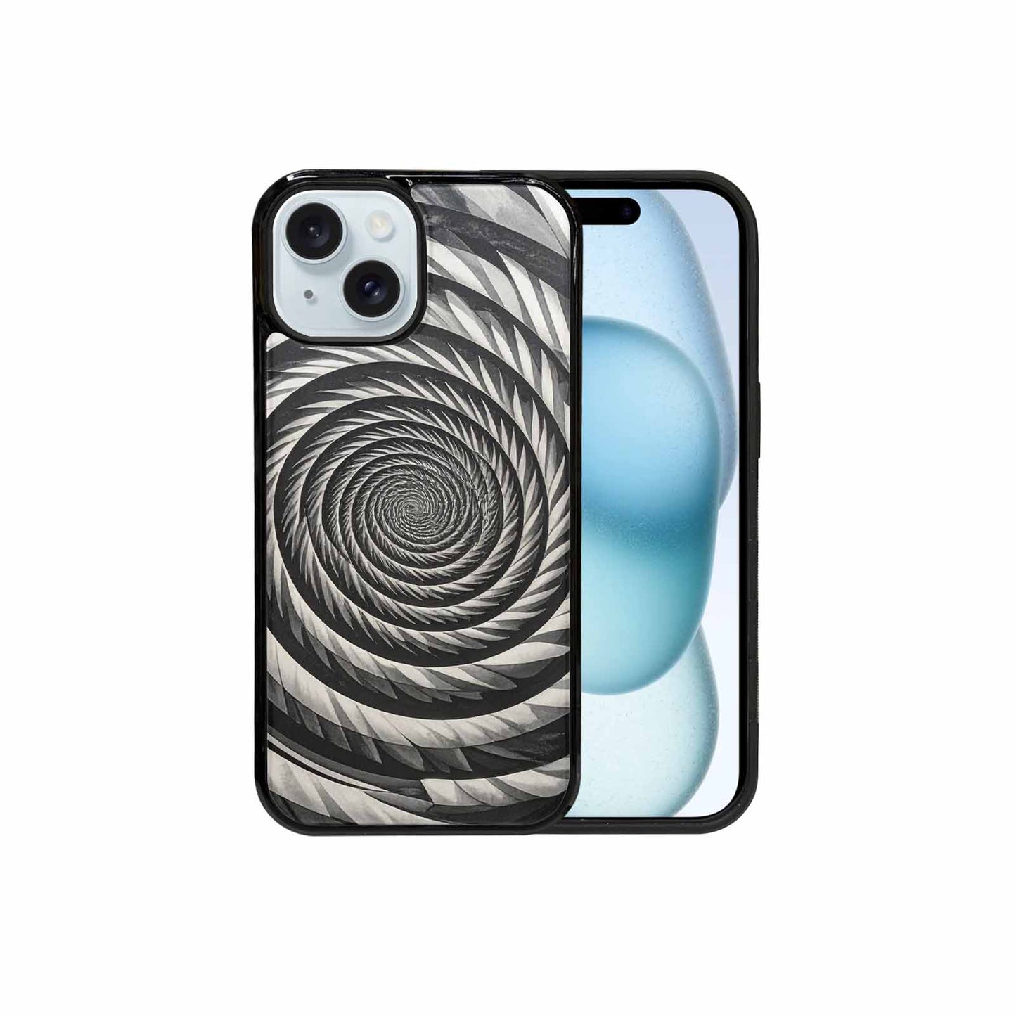 iPhone 15 Case — Hypnotic Spiral Optical Illusion Motif High, Custom Made Phone Cover
