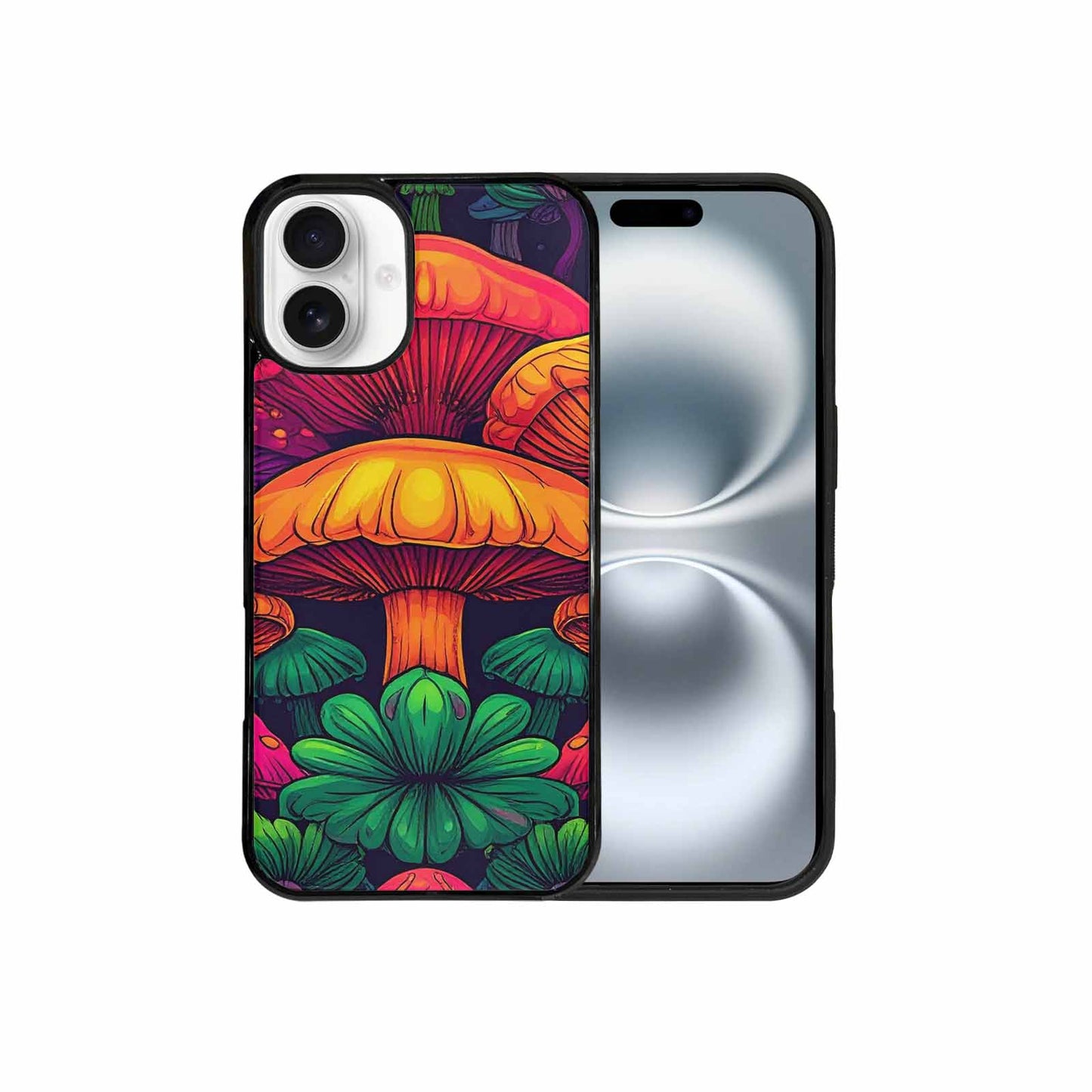 iPhone 16 Plus Case — Psychedelic Mushroom Cartoon Pattern, Original Design Phone Case