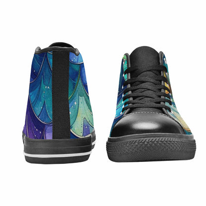 WOMEN'S Mermaid Scale High Top Canvas Neon Fantasy Shoes