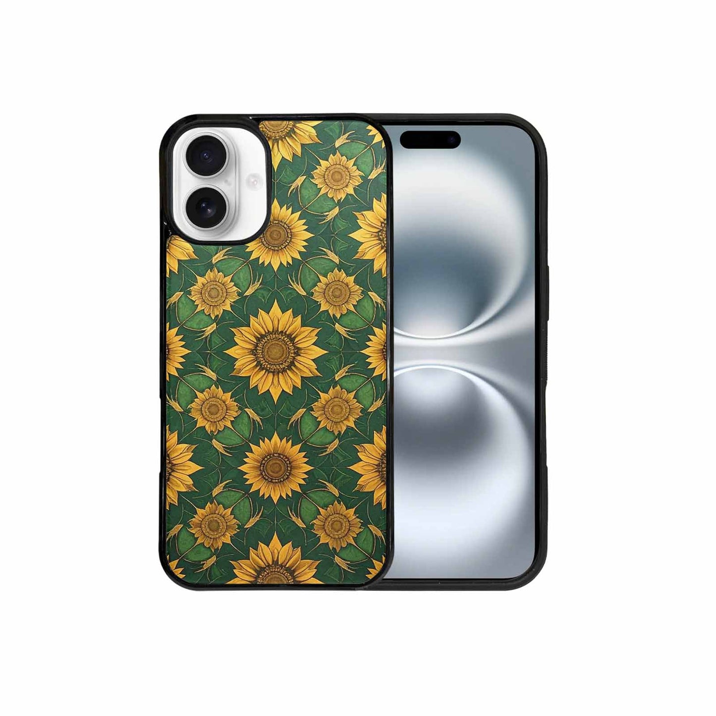 iPhone 16 Plus Case — Sunflower Mandala Kaleidoscope, Custom Print Case Cover