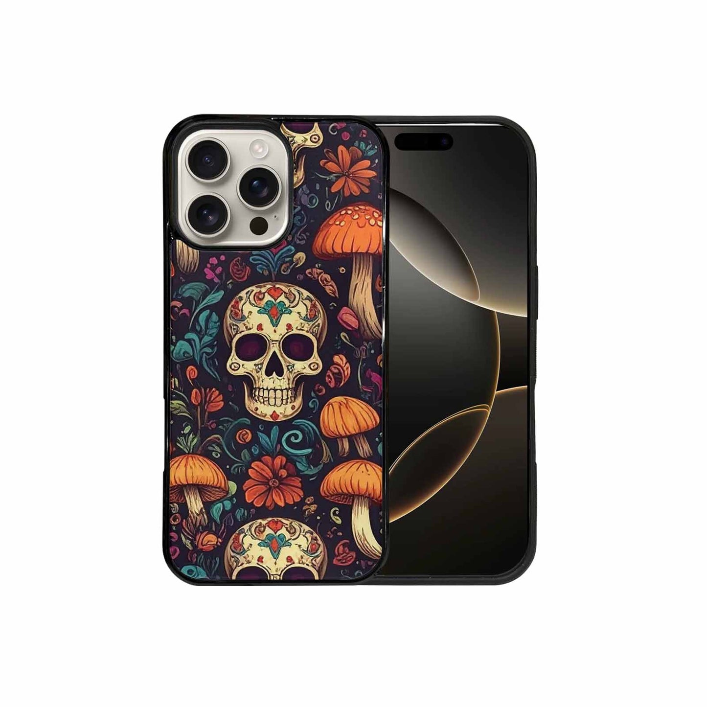 iPhone 16 Pro Max Case — Mushrooms And Skulls, Custom Printed Phone Case
