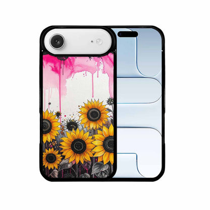 iPhone 17 Air Case — Sunflower Burst Black Pink Ink Floral, Custom Made Phone Cover