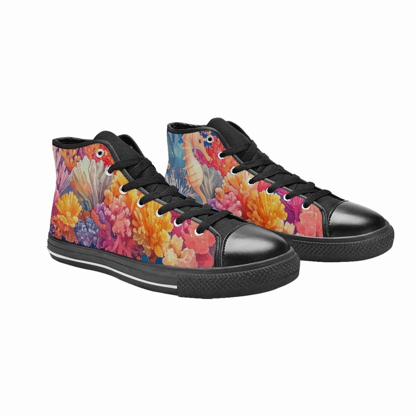 MEN'S Fish Scale Coral High Top Canvas Vivid Shoes