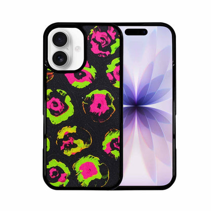 iPhone 17 Case — Leopard Neon Rosette Black Animal Print, Custom Phone Case
