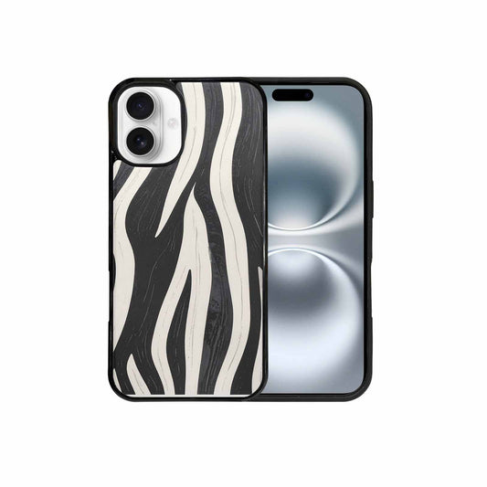 iPhone 16 Plus Case — Modern Zebra Stripe Print Crisp Black, Custom Designed Case Cover