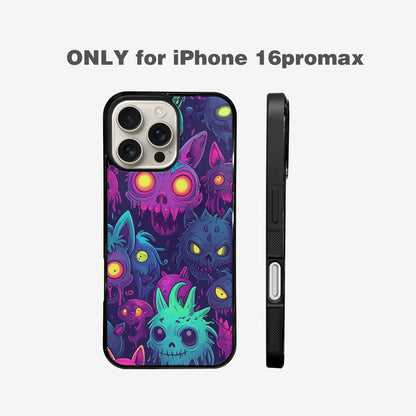 iPhone 16 Pro Max Case — Mixed Toxic Glow Creature Pattern Hundreds, Personalized Phone Case