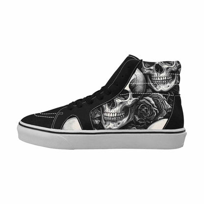 WOMEN'S Skulls Roses Black Ink High Top Canvas Dreamcore Custom Shoes
