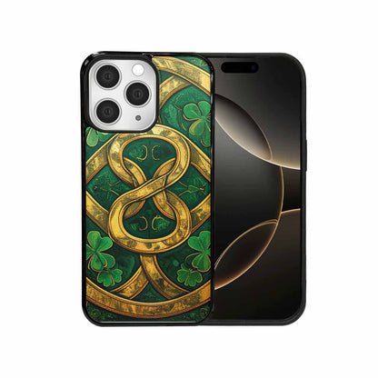 iPhone 15 Pro Max Case — Irish Celtic Knot Pattern Shamrocks Seamless, Custom Made Phone Cover
