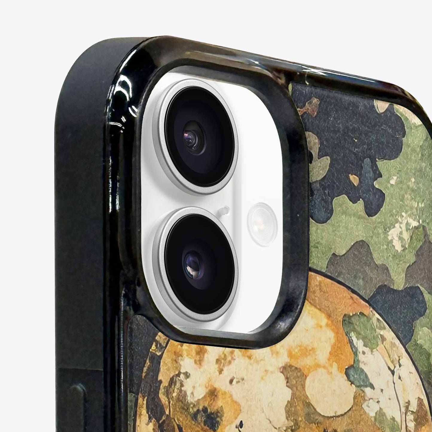 iPhone 16 Case — Military Camo Texture Combined With Distressed, Custom Print Case Cover