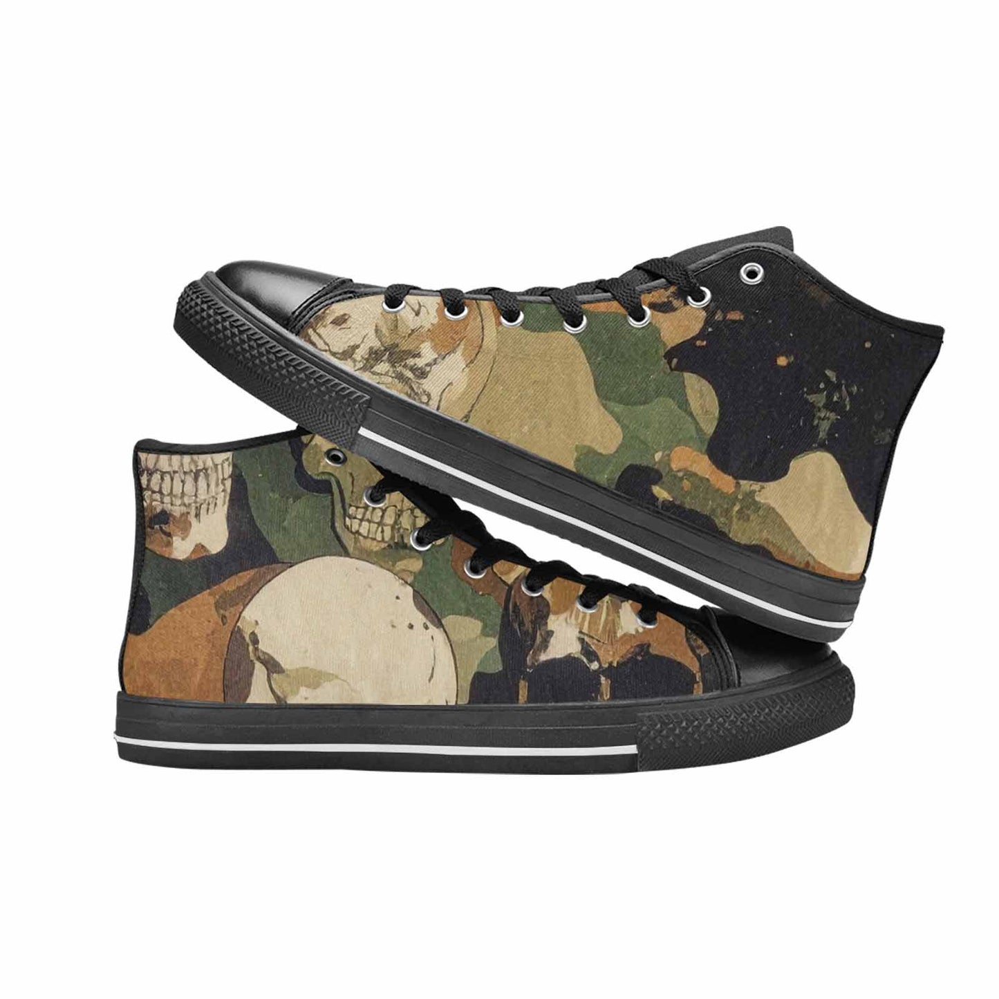 MEN'S Military Camo Skull High Top Canvas Vivid Custom Sneakers