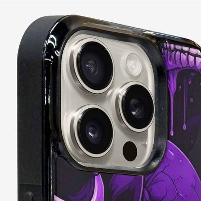 iPhone 16 Pro Case — Monochrome Purple Skeletons Neon Drip Melting, Customized Protective Case
