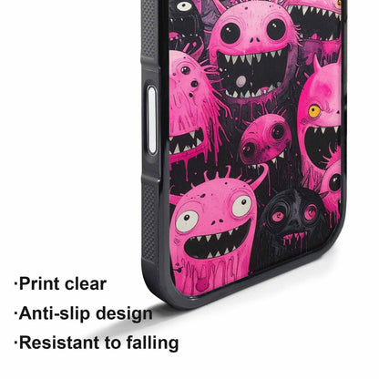 iPhone 17 Pro Case — Black Pink Ink Monsters General Cartoon, Personalized Phone Case