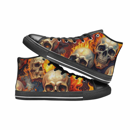 MEN'S Skulls - Flaming High Top Canvas Dark Academia Sneakers