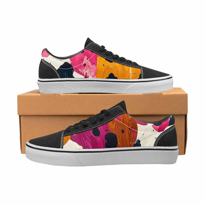 WOMEN'S Cow Animal Print Canvas Lace-Up Wallpaper Art Shoes