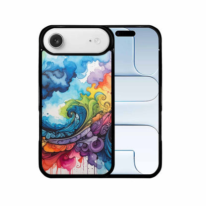 iPhone 17 Air Case — Tie Dye Swirls Black Blue Tie, Custom Printed Phone Case