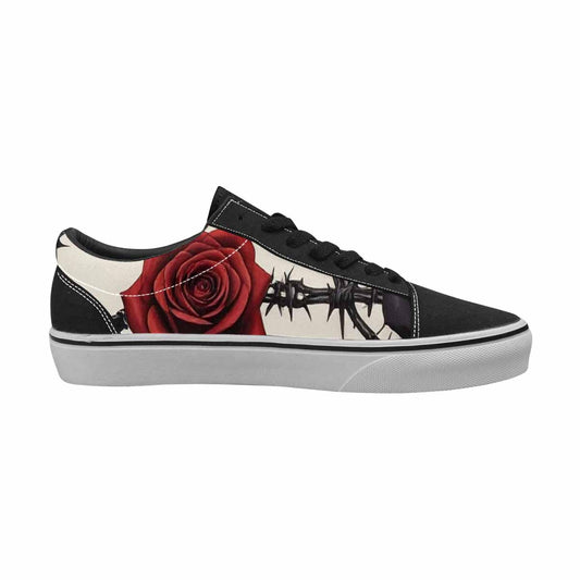 WOMEN'S Black Gothic Rose Canvas Lace-Up Vivid Sneakers