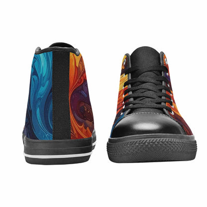 WOMEN'S Fire Flame High Top Canvas Vibrant Chaos Sneakers