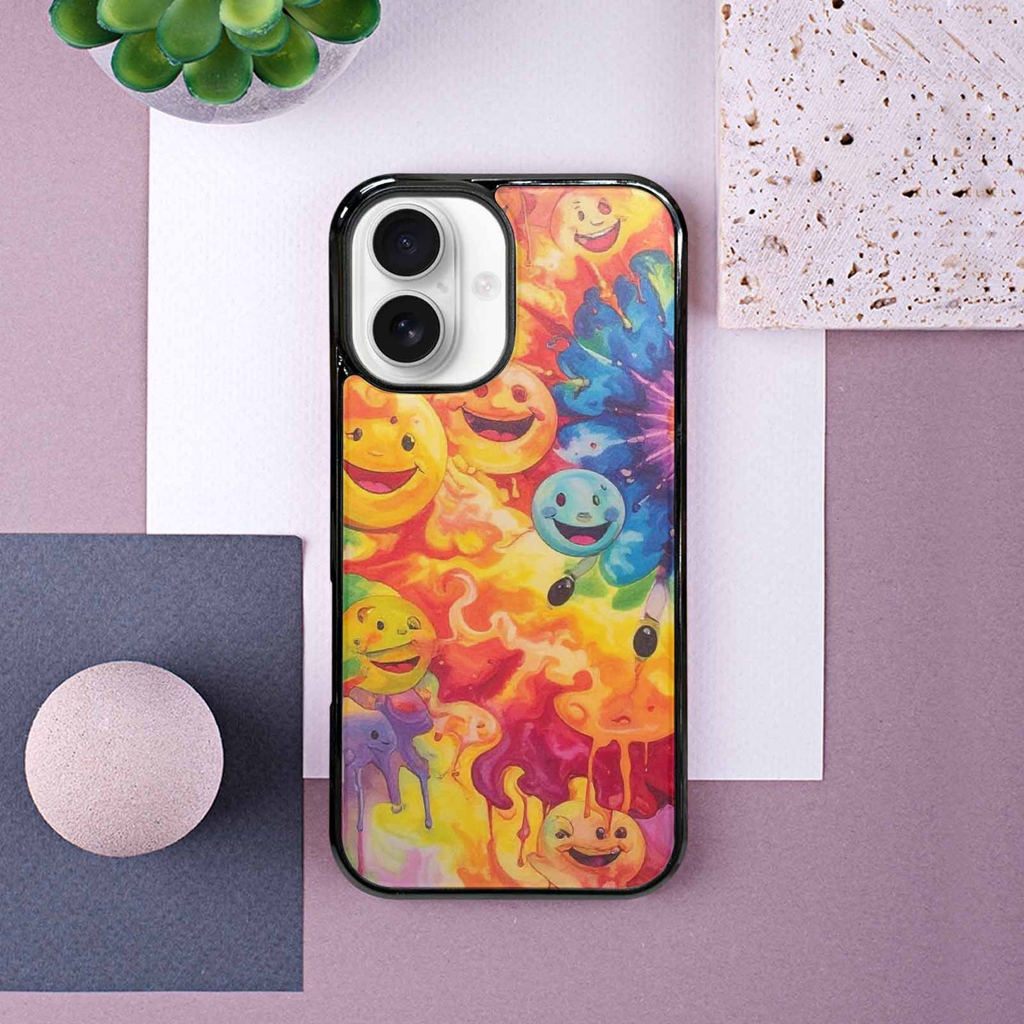 iPhone 16 Case — Smiley Facessmiley Faces Tie D 4f3, Unique Phone Case Design
