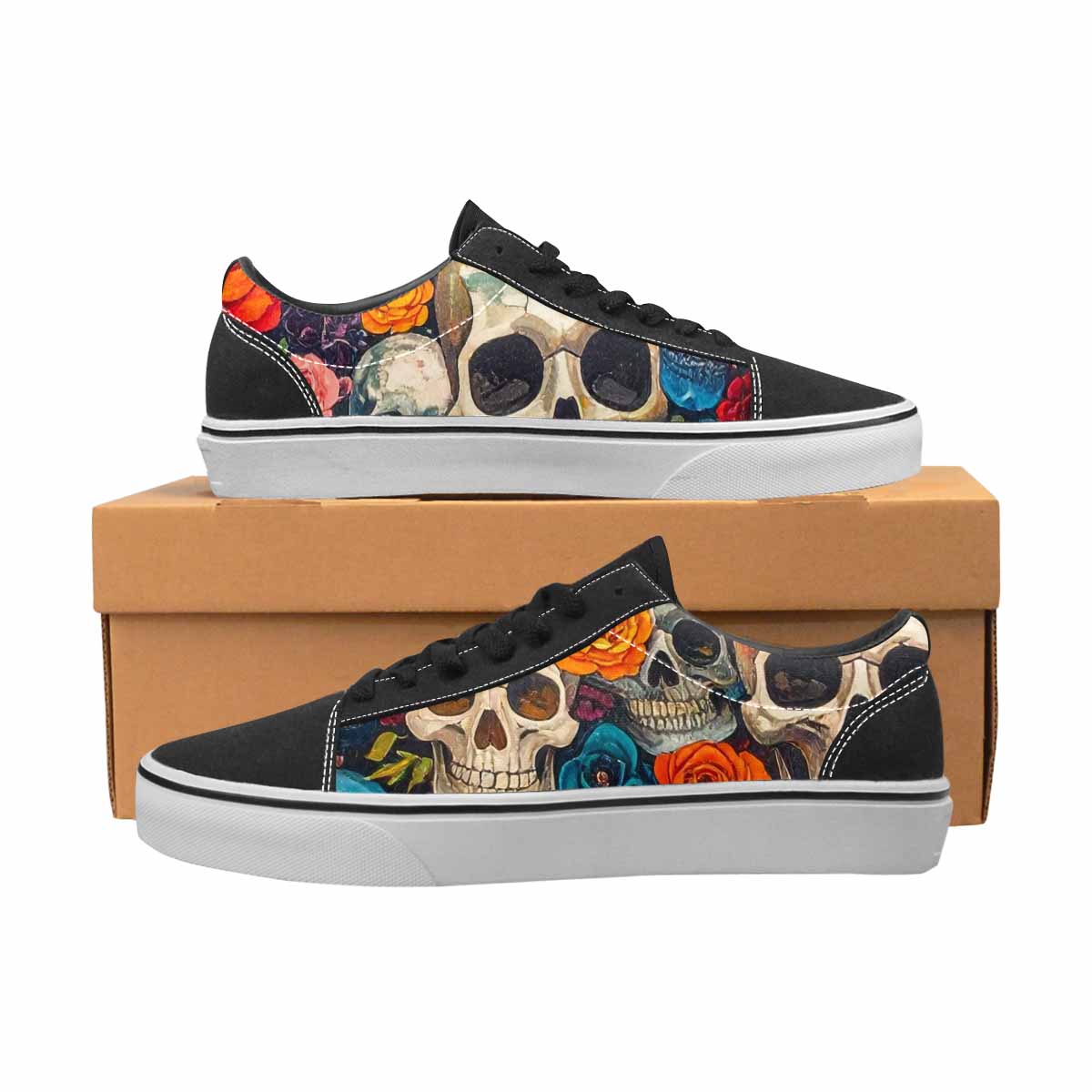 WOMEN'S Skull Roses Lace-Up Canvas Aesthetic Custom Shoes