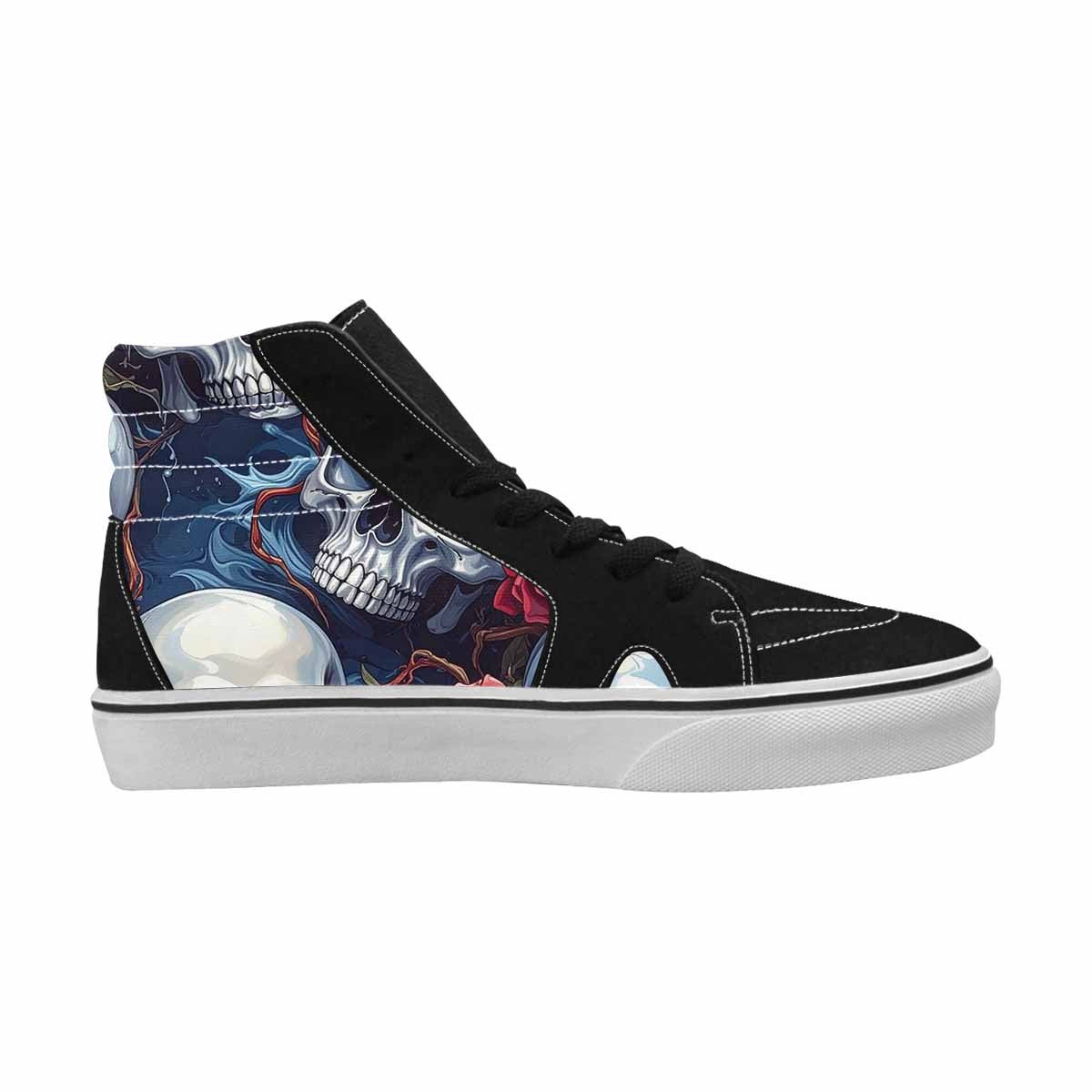 WOMEN'S Skulls Roses Chrome Airbrush High Top Canvas Cottagecore Shoes