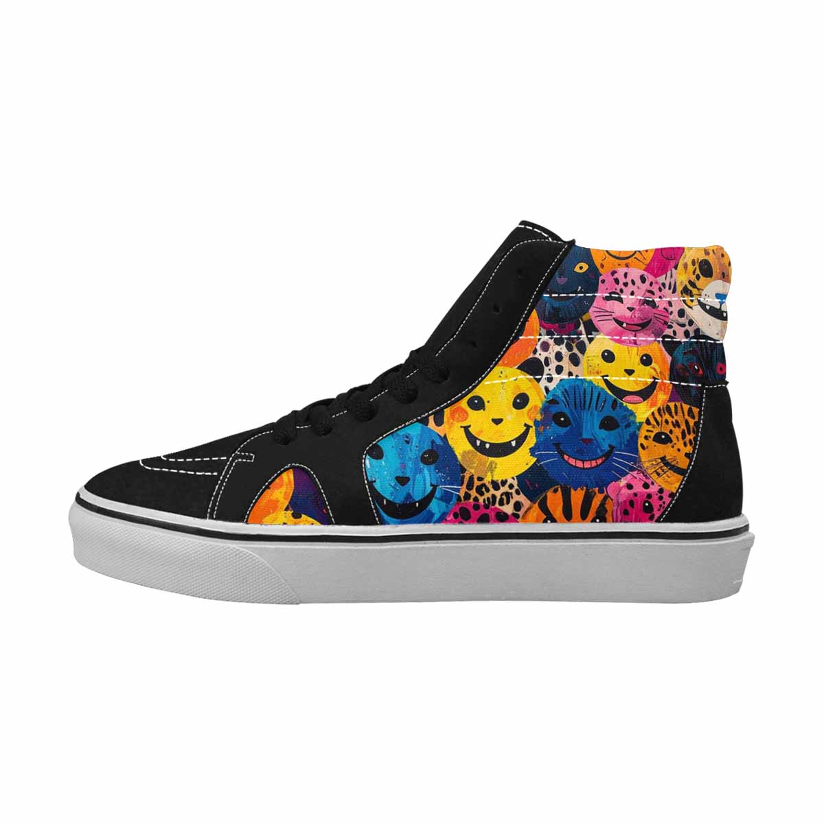 MEN'S Smiley Faces High Top Canvas Wallpaper Art Sneakers