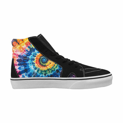 WOMEN'S Tie Dye Black & Blue Ink High Top Canvas Streetwear Cottagecore Custom Kicks