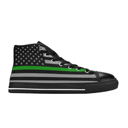 MEN'S Thin Green Line Flag High Top Canvas Cottagecore Custom Sneakers