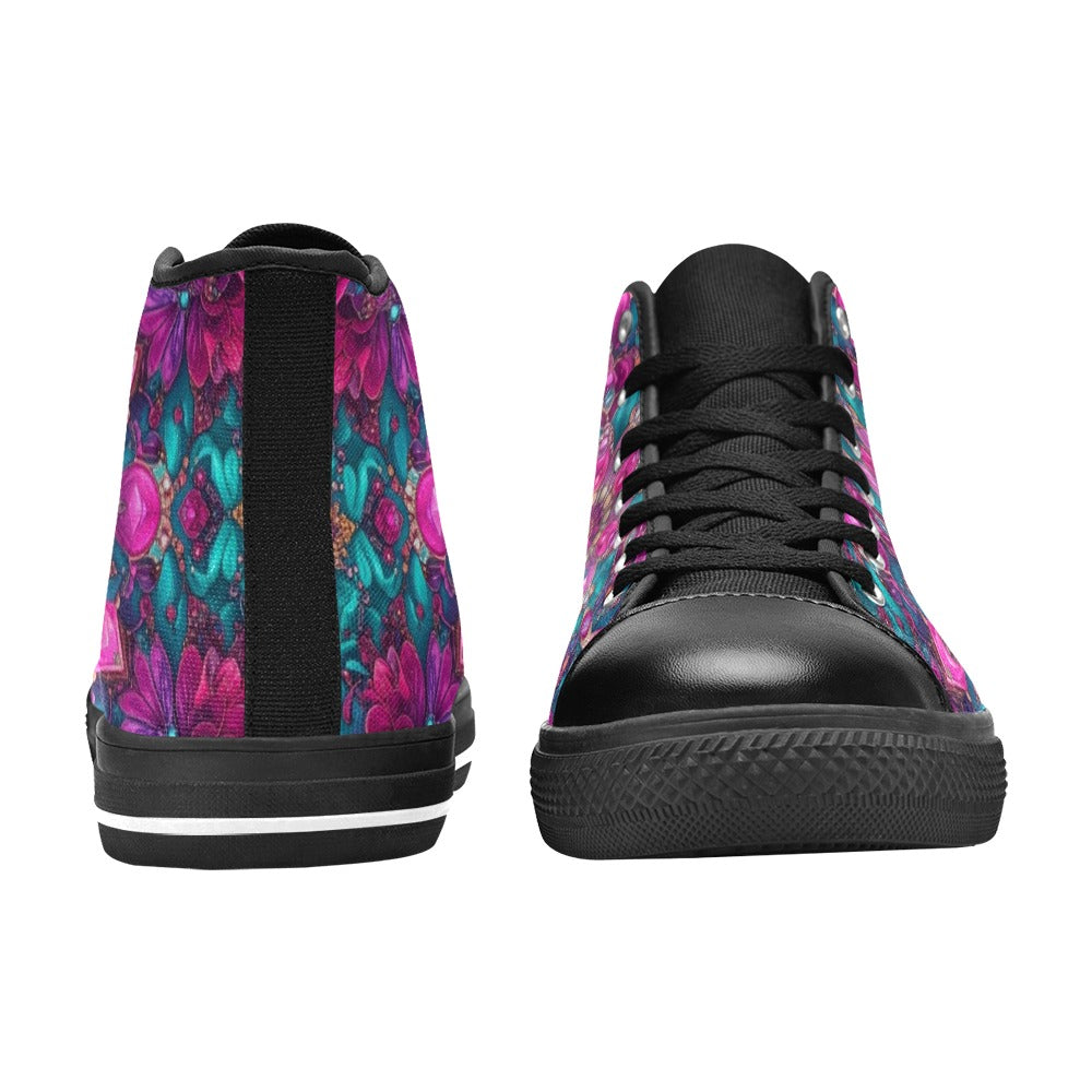 MEN'S Feminine Jeweled Skull High Top Canvas Vivid Sneakers