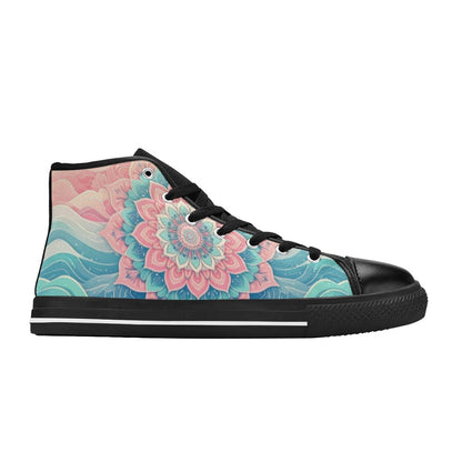 MEN'S Pastel Wave Mandala Men’S High Top Canvas Vibrant Chaos Custom Sneakers