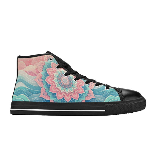 MEN'S Pastel Wave Mandala Men’S High Top Canvas Vibrant Chaos Custom Sneakers