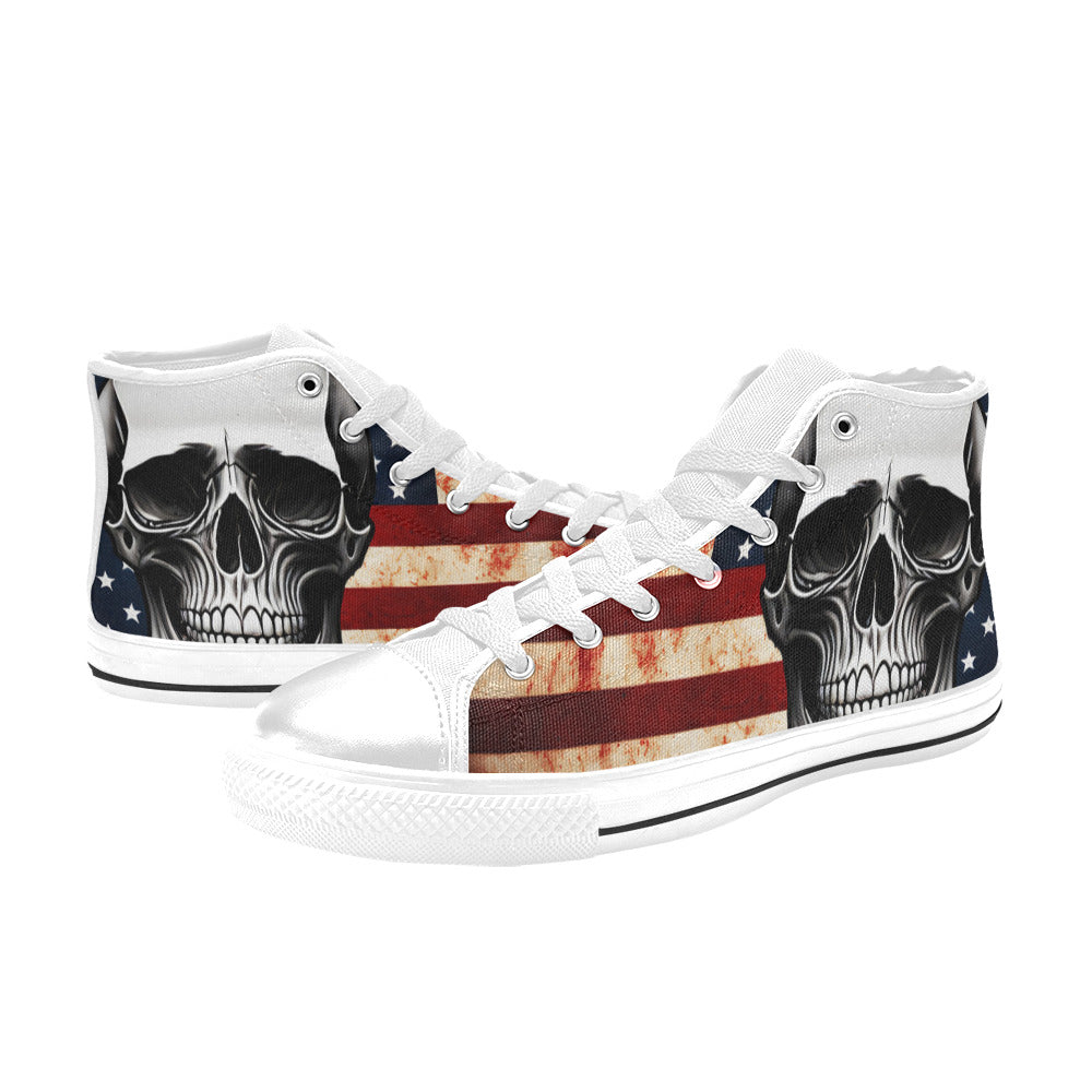 MEN'S Patriotic Skull Flag Men’S High Top Canvas Vibrant Chaos Custom Sneakers