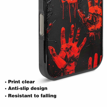 iPhone 16 Pro Case — Splatter Paint Art Hand Prints Black, Custom Print Case Cover