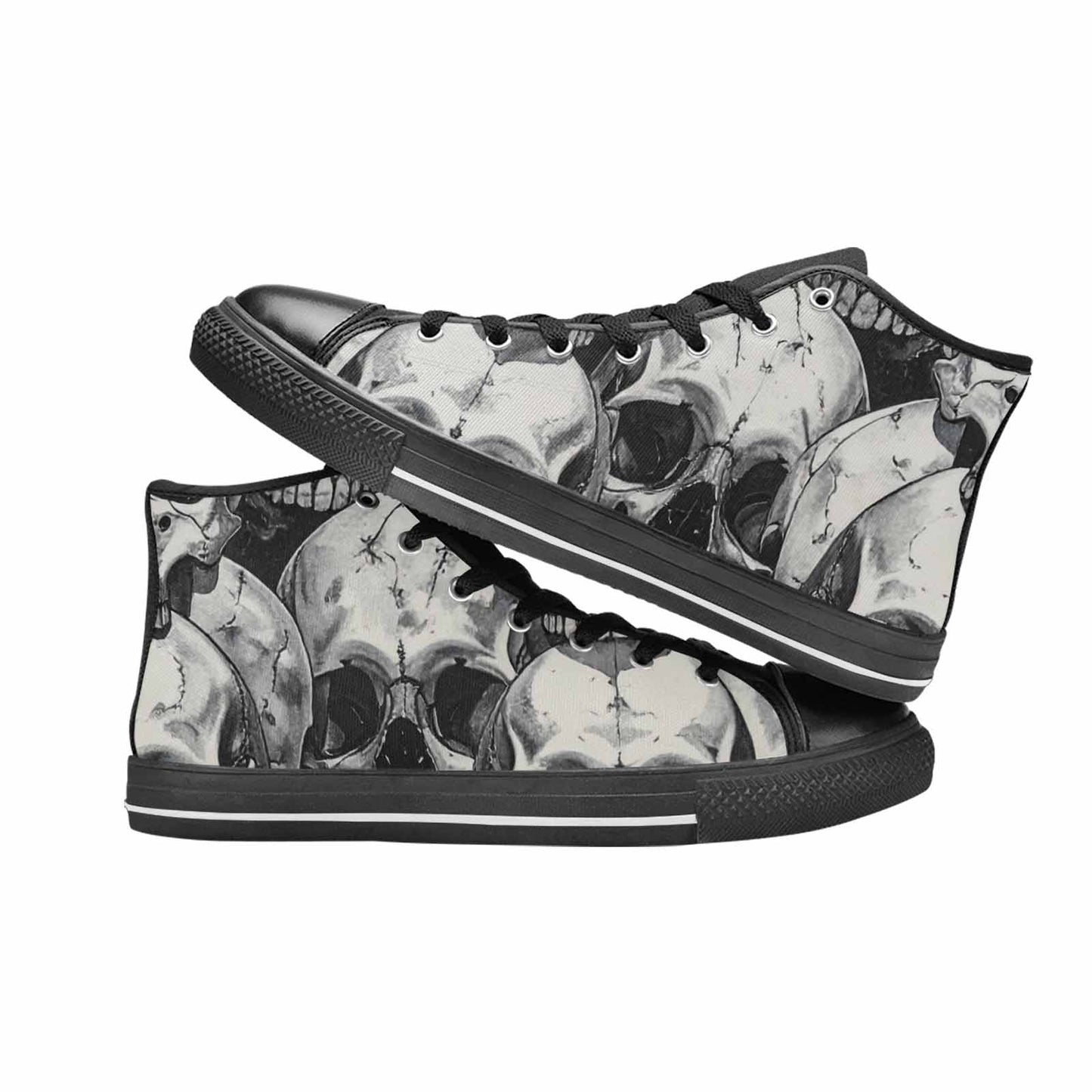 MEN'S Tessellated Human Skulls High Top Canvas Cottagecore Custom Sneakers