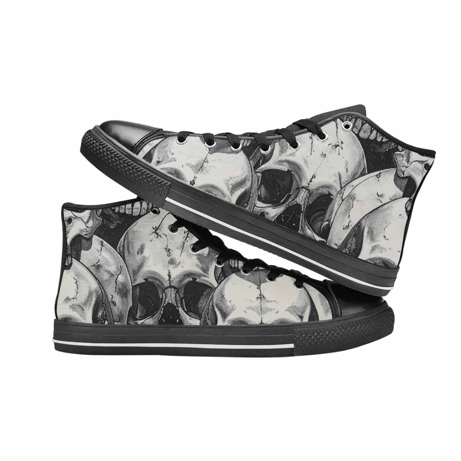MEN'S Tessellated Human Skulls High Top Canvas Cottagecore Custom Sneakers