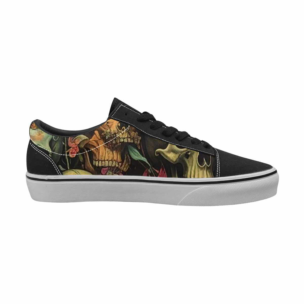 WOMEN'S Skulls  Botanical Skulls Lace-Up Canvas Grunge Shoes