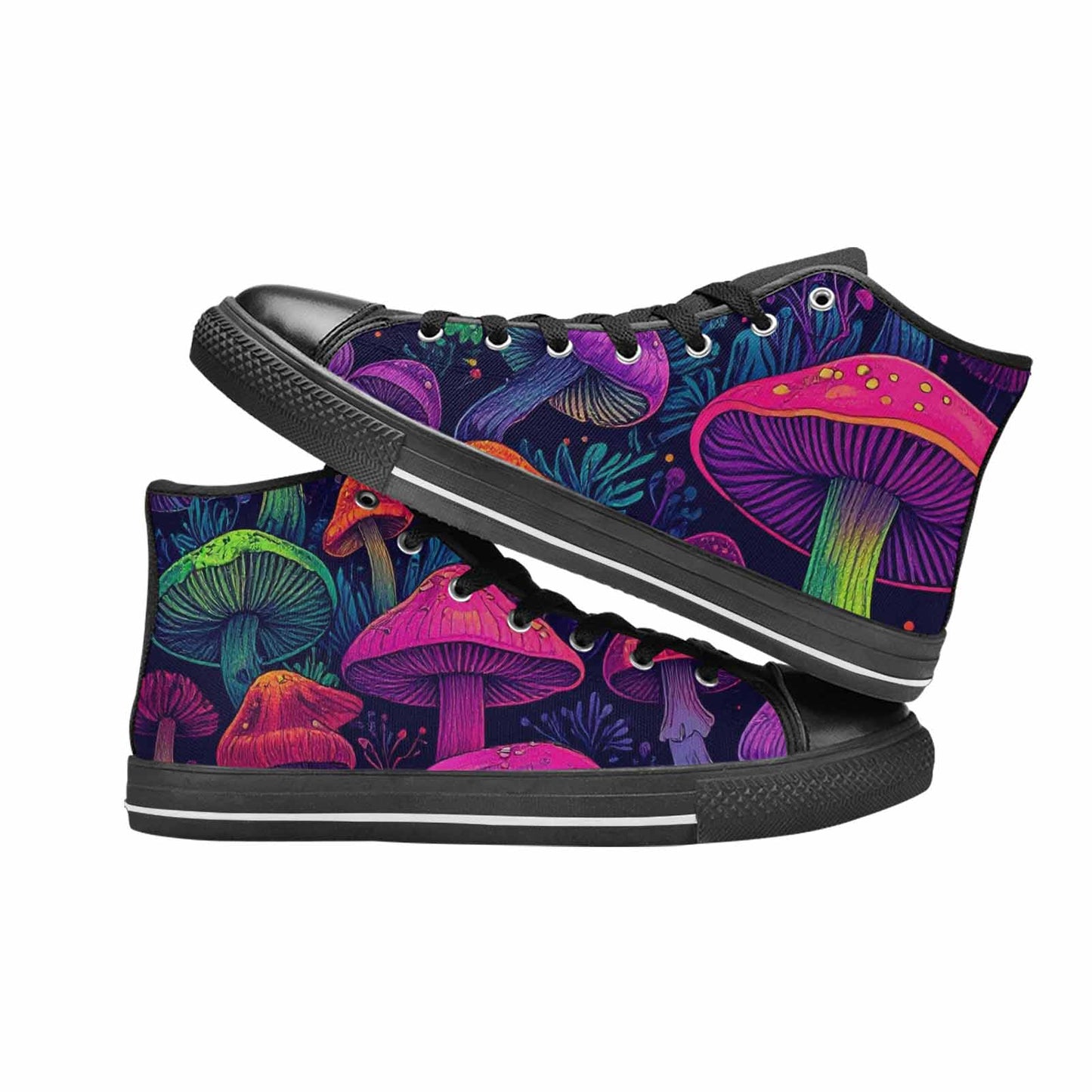 MEN'S Psychedelic Mushroom High Top Canvas Dark Academia Custom Sneakers