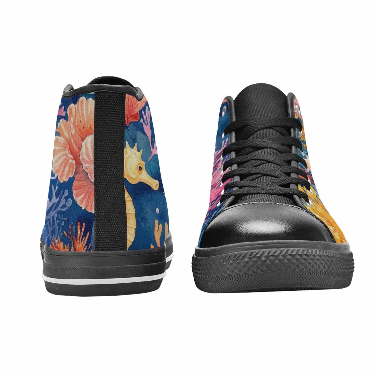 WOMEN'S Fish Scale Coral High Top Canvas Neon Fantasy Shoes