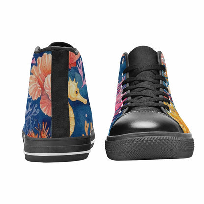 WOMEN'S Fish Scale Coral High Top Canvas Neon Fantasy Shoes