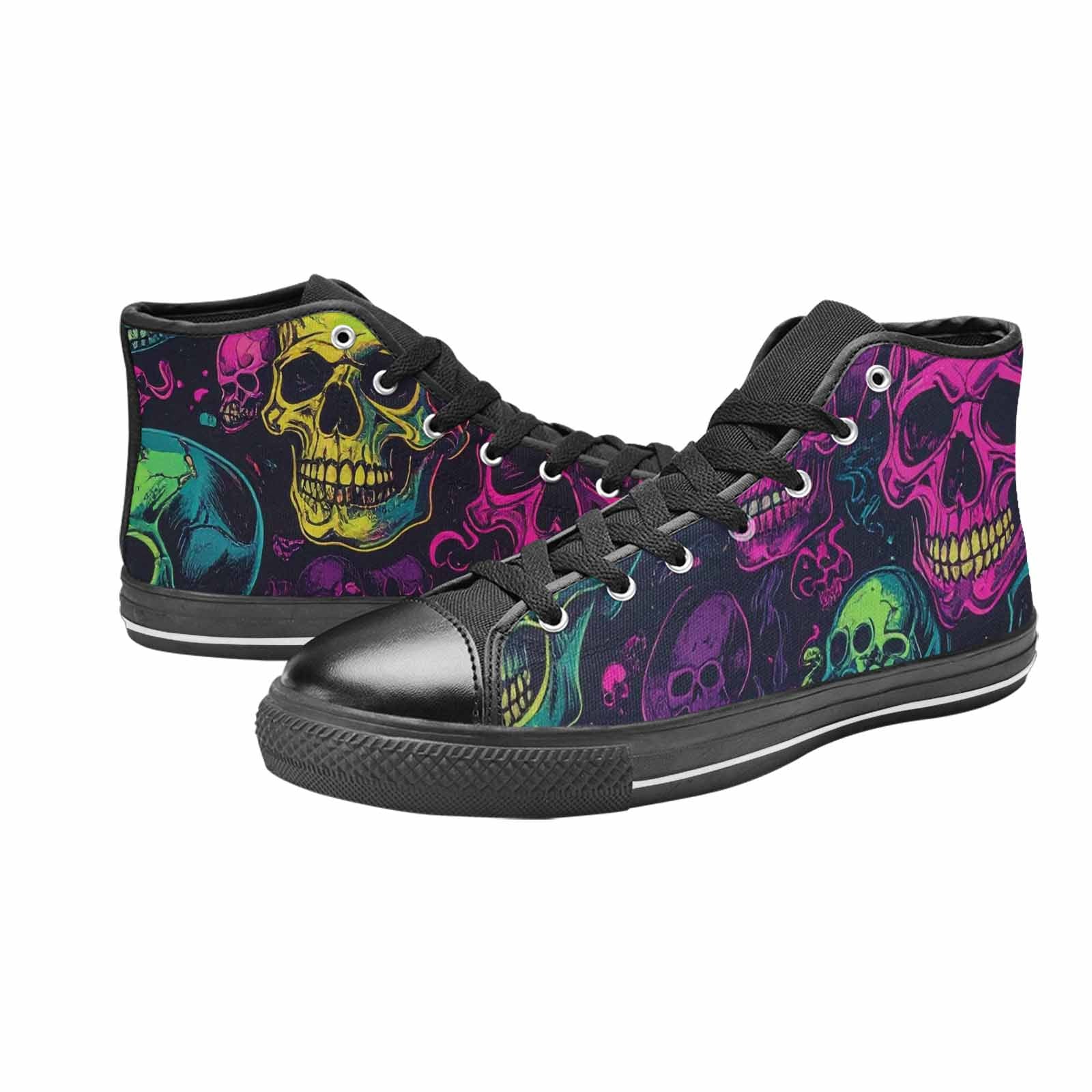 MEN'S Skulls - Neon High Top Canvas Aesthetic Custom Sneakers