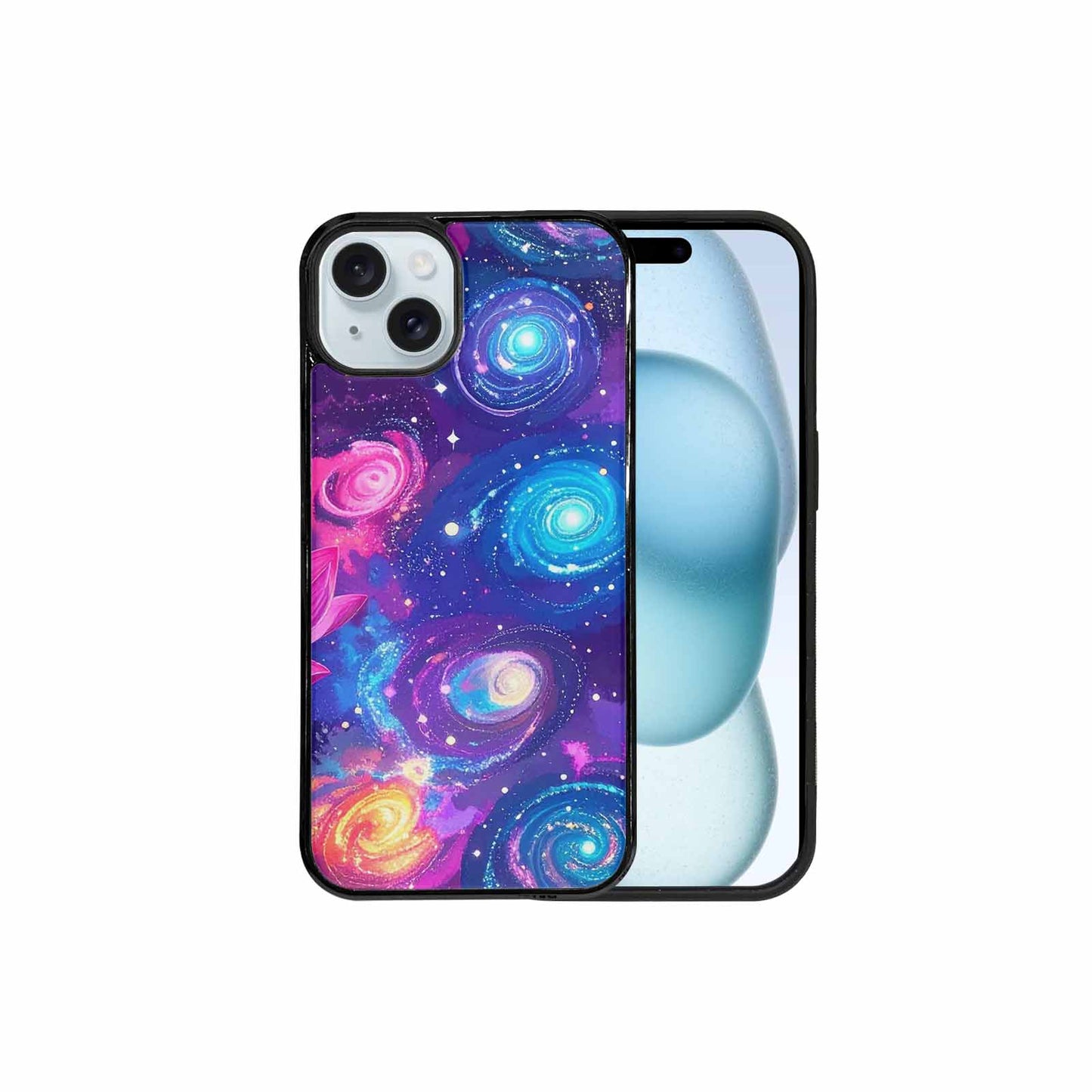 iPhone 15 Plus Case — Lotus Galaxy Art Seamless Pattern Vibrant, Custom Printed Phone Case