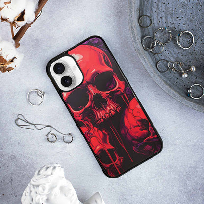 iPhone 16 Plus Case — Red Purple Skeletons Neon Drip Melting, Custom Phone Case