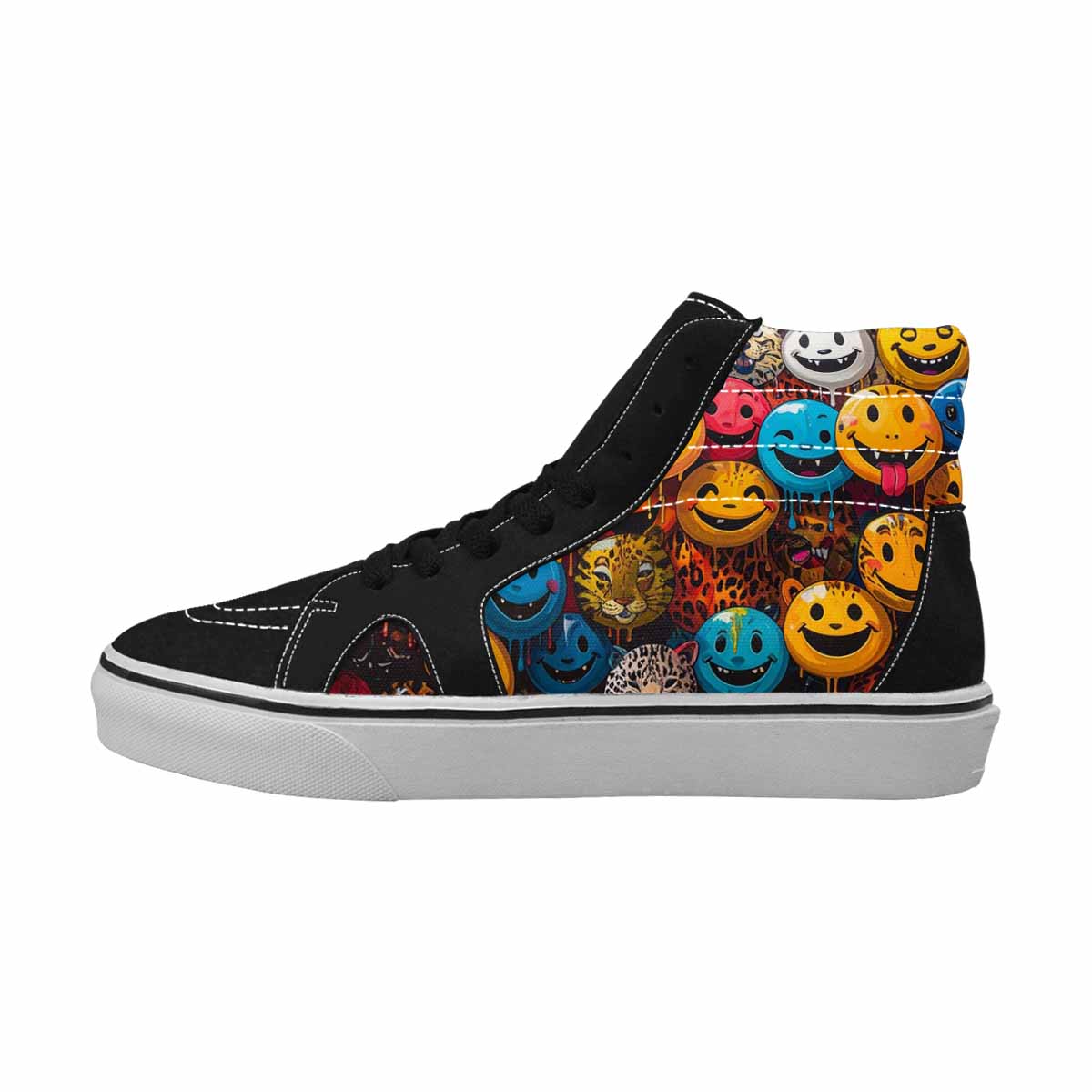 MEN'S Smiley Faces High Top Canvas Y2K Custom Shoes