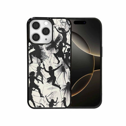 iPhone 15 Pro Max Case — Bold Dancing Figure Line Art Pattern, Custom Art Phone Cover