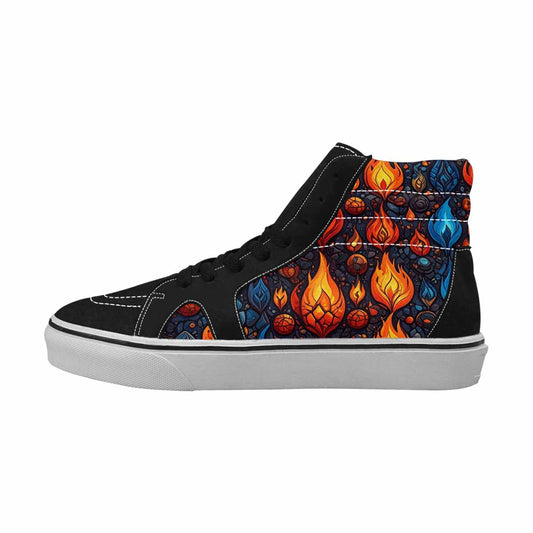 WOMEN'S Fire Flame High Top Canvas Vibrant Chaos Custom Sneakers