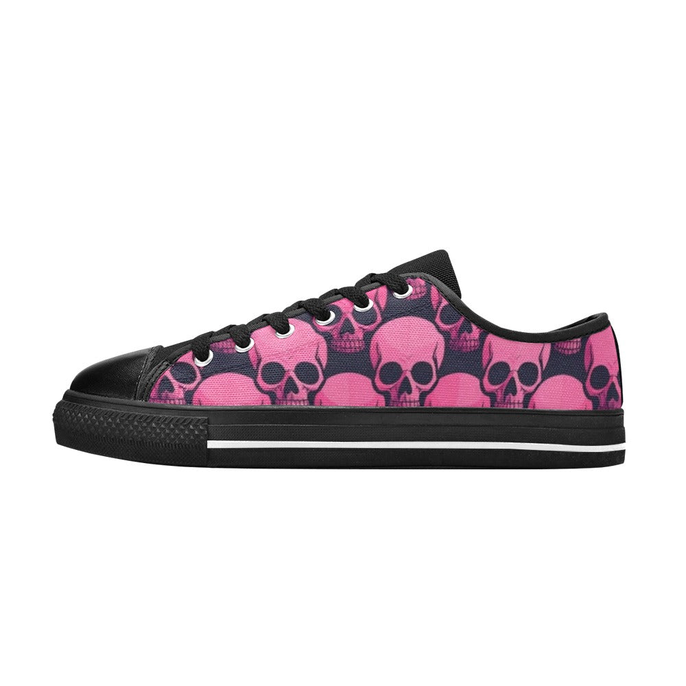 WOMEN'S Skull Underground Comix Black Low Top Canvas Dark Academia Shoes