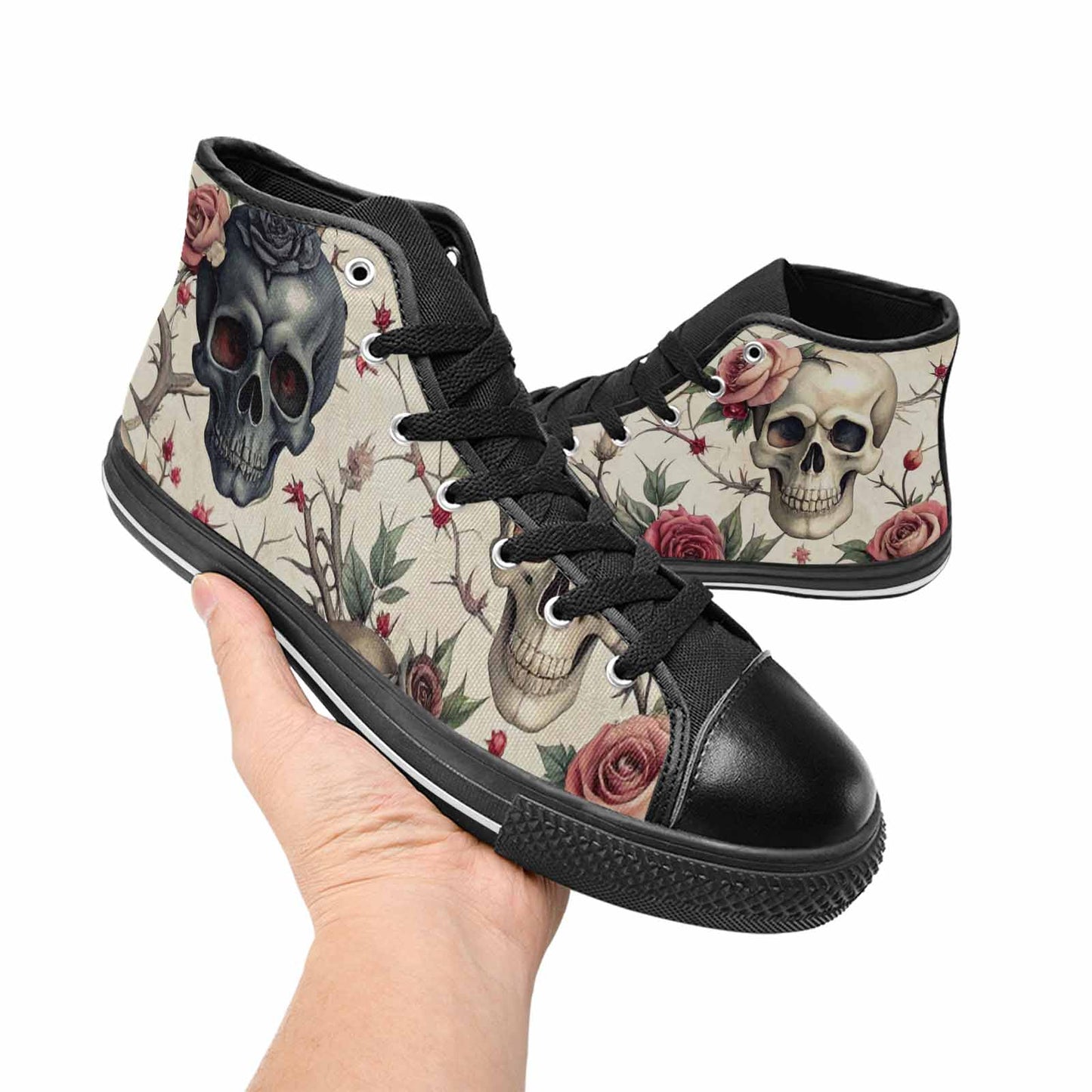 MEN'S Skulls - Roses High Top Canvas Vivid Shoes