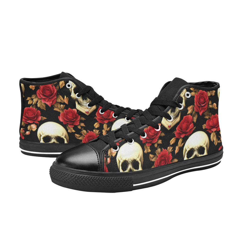 WOMEN'S Rose Skulls 3 High Top Canvas Dreamcore Shoes